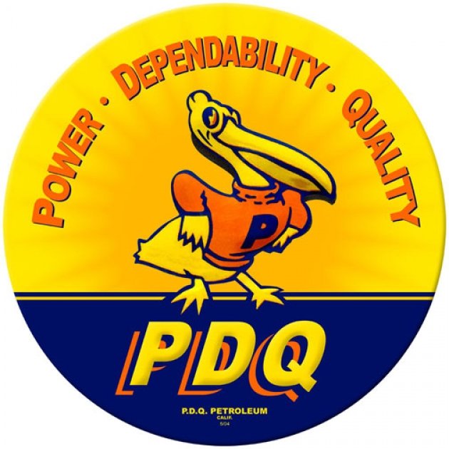 PDQ PETROLEUM DUCK ROUND HEAVY METAL SIGN