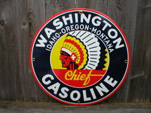 WASHINGTON GASOLINE PORCELAIN COATED SIGN