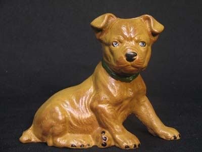 PUPPY BANK BROWN SITTING CAST IRON