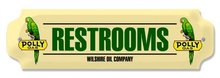 POLLY GAS RESTROOMS DOOR PUSH TIN SIGN
