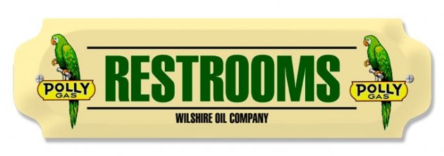 POLLY GAS RESTROOMS DOOR PUSH TIN SIGN