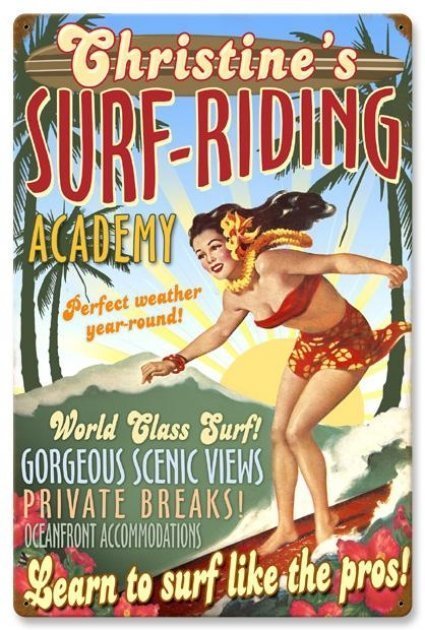 SURF RIDING ACADEMY METAL PERSONALIZED SIGN