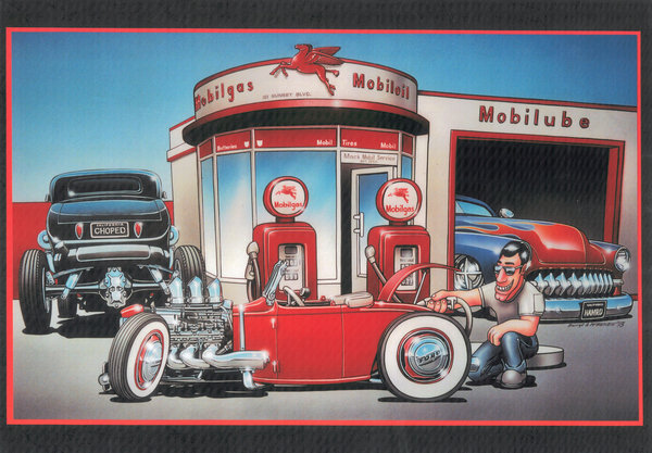 MOBIL STATION HEAVY METAL SIGN