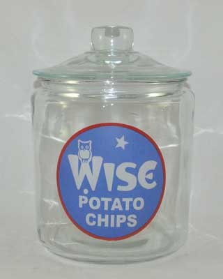 WISE POTATO CHIPS GLASS COUNTER JAR