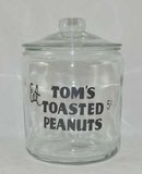 TOM'S TOASTED PEANUTS GLASS COUNTER JAR