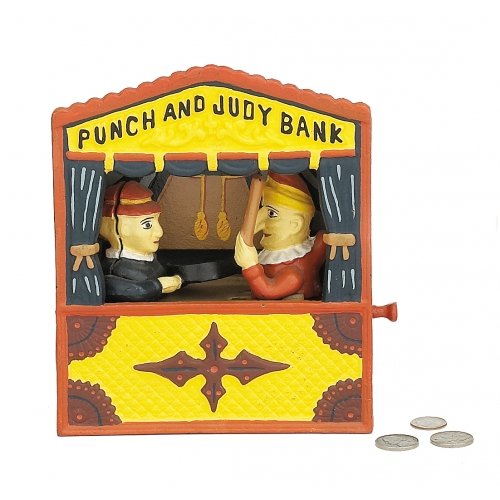 PUNCH JUDY MECHANICAL BANK CAST IRON P