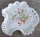 Vintage China Pierced Edge Tray with Strawberries