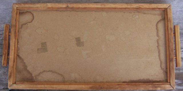 Vintage Red Windmill Glass Tray with Bamboo Frame
