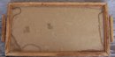 Vintage Red Windmill Glass Tray with Bamboo Frame