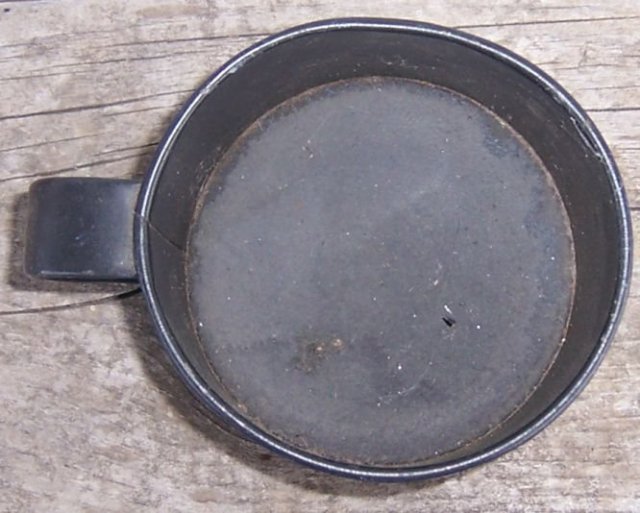Vintage Black Metal Cup with Tole Painted Flowers