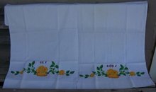 Vintage His and Hers Pillowcases with Painted Flowers