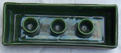 Vintage Bennett Calif Pottery Green/Pink Candleholder