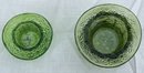 Set of Two Button and Daisy Green Glass Top Hats