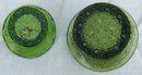 Set of Two Button and Daisy Green Glass Top Hats