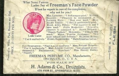 Victorian Sample Package of Freeman's Face Powder