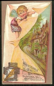 Victorian Trade Card for Household Sewing Machine with Angel