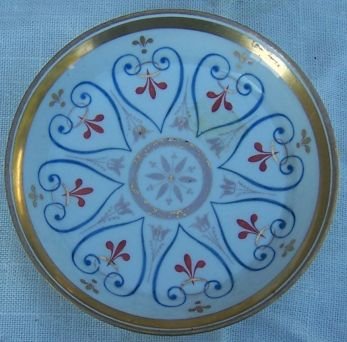 Vintage Small Dish With Blue Design and Gold Trim
