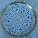 Vintage Small Dish With Blue Design and Gold Trim