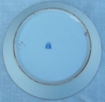 Vintage Small Dish With Blue Design and Gold Trim