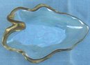 Vintage German Lustre Small Leaf Dish with Gold Handle