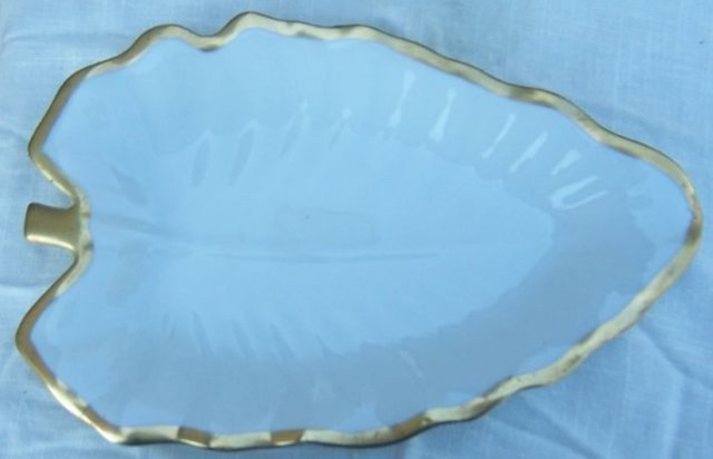 Vintage Large Leaf Serving Dish with Gold Trim