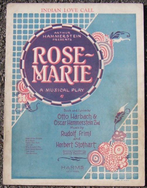 Indian Love Call From Rose Marie A Musical Play 1924 Sheet Music
