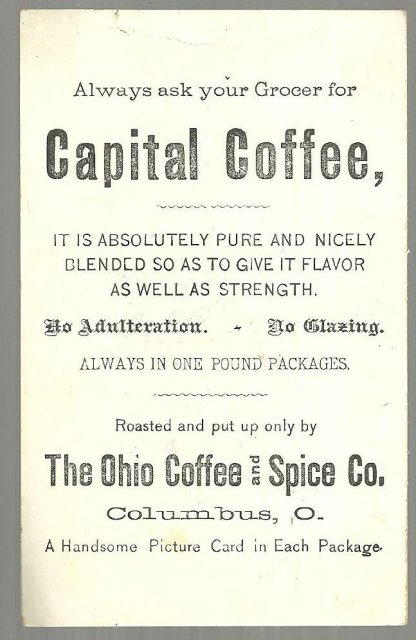 Victorian Trade Card For Capital Coffee with Violets