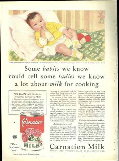 1932 Good Housekeeping Color Advertisment for Carnation Milk Helen Carter