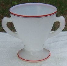 Vintage Hazel Atlas Glass Sugar White with Red and Black Trim