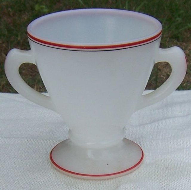 Vintage Hazel Atlas Glass Sugar White with Red and Black Trim