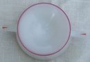 Vintage Hazel Atlas Glass Sugar White with Red and Black Trim