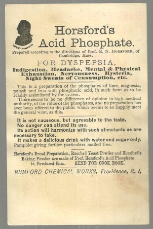 Victorian Trade Card for Horsfords Acid Phosphate For Dysepepsia with Girl