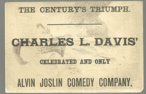 Victorian Trade Card for Chas L. Davis as Alvin Joslin, Uncle Alvin Abroad