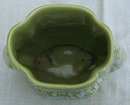 Vintage Green Pottery Vase with White Splatter Spots