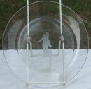 Vintage Etched Glass Souvenir Plate Paul Revere, Boston, Massachusetts