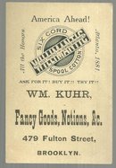 Victorian Trade Card for Williamantic Six Cord Spool Cotton with Flying Baby