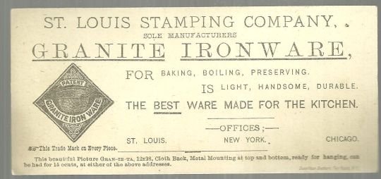 Victorian Trade Card for Granite Iron Ware For Kitchen Lovely Lady and Her Cow