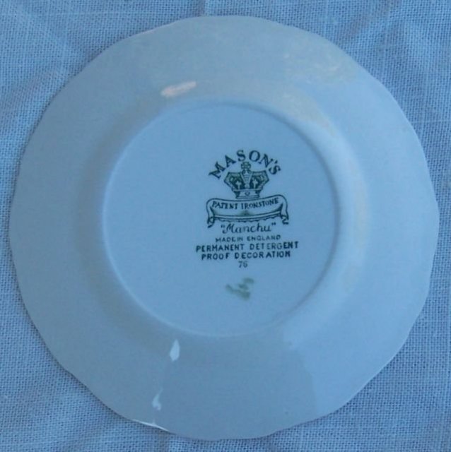 Vintage Mason's Ironstone Green Transferware Manchu Small Plate