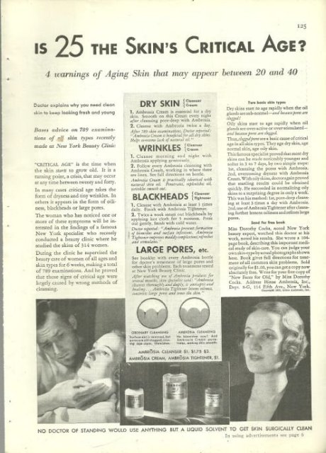 1932 Good Housekeeping Magazine Advertisment for Ambrosia Cleanser Skin Aging