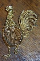 Vintage Gold Tone Rooster Pin