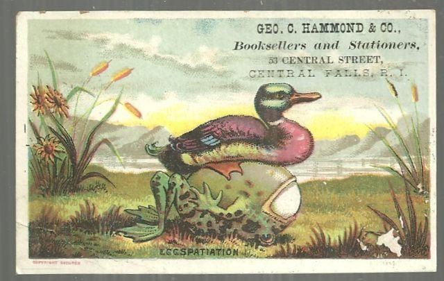 Victorian Trade Card for Geo. C. Hammond and Company Booksellers Rhode Island