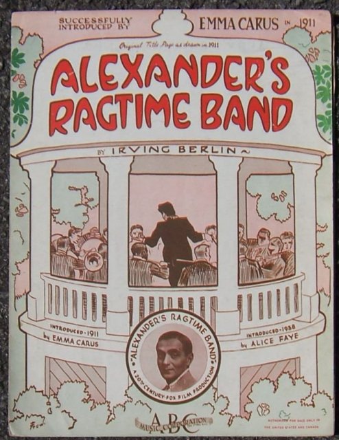Alexander's Ragtime Band by Irving Berlin Starring Alice Faye 1938 Sheet Music