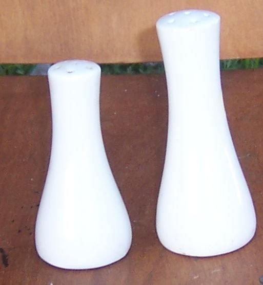 Vintage White Pottery Modern Salt and Pepper Shakers