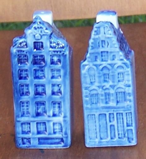 Vintage Blue Delft Handpainted House Salt and Pepper Shakers