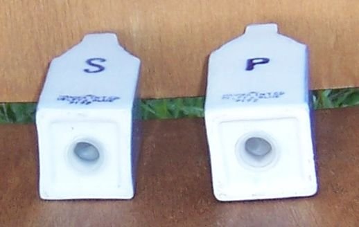 Vintage Blue Delft Handpainted House Salt and Pepper Shakers