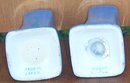 Vintage Made in Japan Blue Lustre with Orange Tops Salt and Pepper Shakers