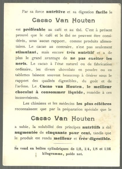 Victorian Trade Card for Cacao Van Houten with View of Holland Canal on Front