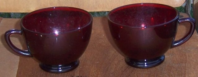 Set of Two Vintage Anchor Hocking Ruby Red Glass Cups