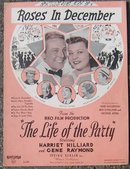 Roses in December From Life of the Party Starring Alice Faye 1937 Sheet Music