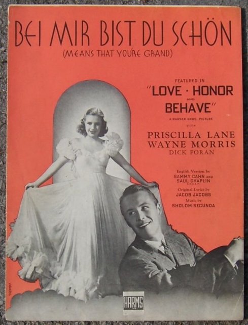 Bei Mir Bist Du Schon (Means That You're Grand) 1937 Movie Sheet Music